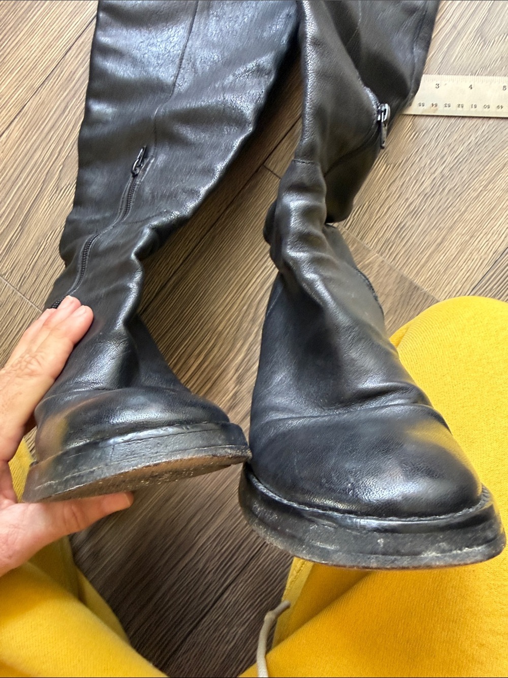 Ann Demeulemeester Black Leather Knee High Boots Archive Goth Avant Garde - Picture 12 of 16